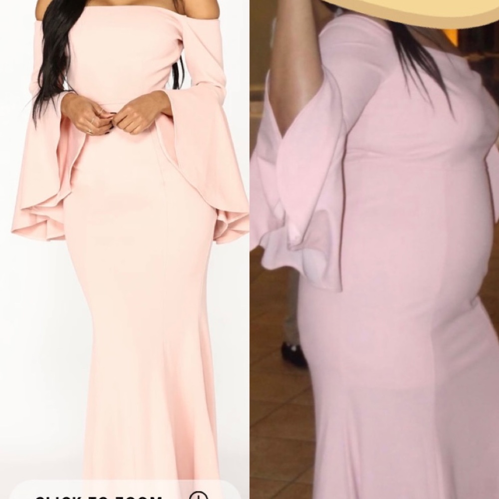 Fashion nova blush pink gown.